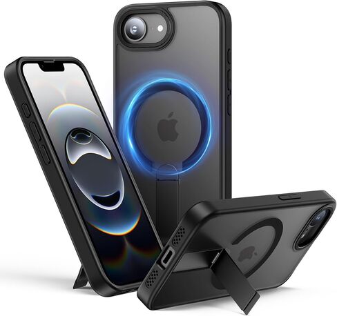 حافظة لهاتف آيفون 17 برو ماكس مع حامل حلقة مغناطيسية 360 درجة، تناسب MagSafe، حماية ضد الصدمات من الدرجة العسكرية، غطاء هاتف واقٍ نحيف وشفاف غير قابل للانزلاق، برتقالي in Kuwait