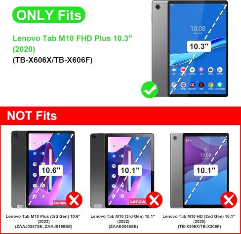 حافظة CaseBot لجهاز Lenovo Tab M10 Plus (2020 الجيل الثاني) TB-X606F/X606X تابلت FHD مقاس 10.3 بوصة، غطاء حامل نحيف خفيف الوزن (أسود) in Kuwait