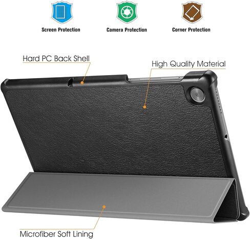 حافظة CaseBot لجهاز Lenovo Tab M10 Plus (2020 الجيل الثاني) TB-X606F/X606X تابلت FHD مقاس 10.3 بوصة، غطاء حامل نحيف خفيف الوزن (أسود) in Kuwait
