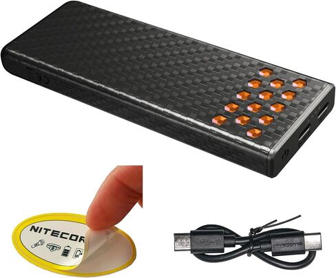 بنك طاقة Nitecore Carbo 10000 Gen2 10000 مللي أمبير في الساعة، ألياف كربون خفيفة للغاية للشحن السريع 30 وات، USB مزدوج، مقاوم للماء IPX8، مقاوم للصدمات، حزمة بطارية احترافية للسفر في الهواء الطلق (أزرق) in Kuwait