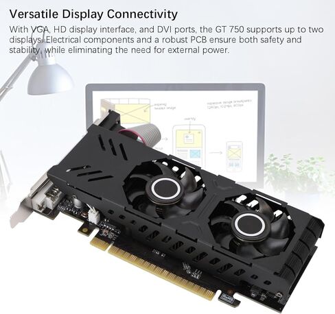 بطاقة رسومات Tangxi سعة 4 جيجابايت، GDDR5 128Bit 1020/1253MHz PCIE 3.0 بطاقة رسومات الألعاب، بطاقات فيديو صامتة للكمبيوتر الشخصي مع مروحة واحدة، / منفذ VGA/DVI، لسطح المكتب in Kuwait