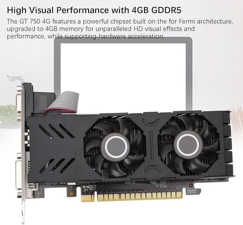 بطاقة رسومات Tangxi سعة 4 جيجابايت، GDDR5 128Bit 1020/1253MHz PCIE 3.0 بطاقة رسومات الألعاب، بطاقات فيديو صامتة للكمبيوتر الشخصي مع مروحة واحدة، / منفذ VGA/DVI، لسطح المكتب in Kuwait