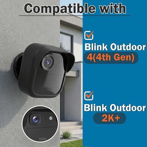 حافظة كاميرا من السيليكون لـ Blink Outdoor 4 (الجيل الرابع)/2k - 5 أغطية واقية مقاومة للطقس، جلد مقاوم للصدمات والغبار مع تصميم قبعة الشمس، ملحقات سهلة التركيب للكاميرات Blink (أسود) in Kuwait
