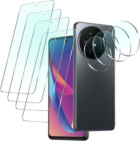 [4+4 Pack] For TCL 50 XL 5G Tempered Glass Screen Protector With TCL 50 XL Camera Lens Protector, TCL 50XL [HD Glass] Anti-fingerprint [9H Hardness Shatter Resistant] NO Bubble Case Friendly in Saudi Arabia