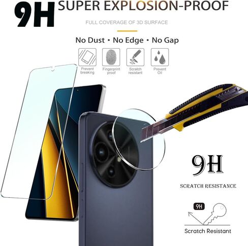 [4+4 Pack] For TCL 50 XL 5G Tempered Glass Screen Protector With TCL 50 XL Camera Lens Protector, TCL 50XL [HD Glass] Anti-fingerprint [9H Hardness Shatter Resistant] NO Bubble Case Friendly in Saudi Arabia