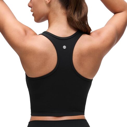 حمالة صدر رياضية للسيدات من CRZ YOGA Butterluxe على شكل Y-Back Racerback Longline - سترة علوية مبطنة برقبة واسعة للتمرين مع حمالة صدر مدمجة in Kuwait
