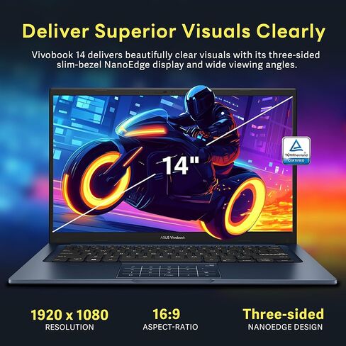 كمبيوتر محمول ASUS Vivobook مقاس 14 بوصة FHD للأعمال، Intel i7-1355U، ذاكرة وصول عشوائي 16 جيجابايت، تخزين 1.28 تيرابايت (1 تيرابايت SSD + مجموعة قاعدة إرساء 288 جيجابايت)، رسومات Intel UHD، لوحة أرقام، Wi-Fi 5، كاميرا ويب، Win 11 Pro، أزرق هادئ in Saudi Arabia