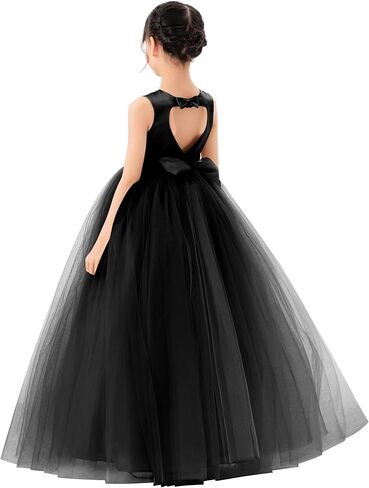Satin Heart Cutout Tulle Flower Girl Dresses Christening Ceremonial Gown 247 in Saudi Arabia