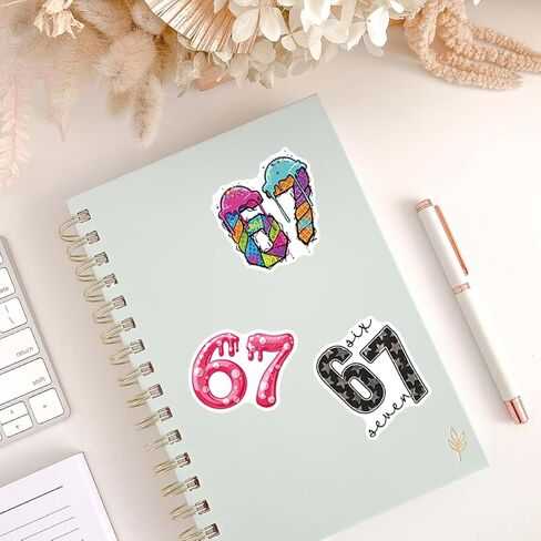 مجموعة 67 ملصقًا جماليًا (50 قطعة) - ملصقات فينيل لطيفة وعصرية رقم 67، ملصقات مقاومة للماء لزجاجات المياه، والكمبيوتر المحمول، وحافظة الهاتف، والمخطط ومعدات التزلج in Saudi Arabia