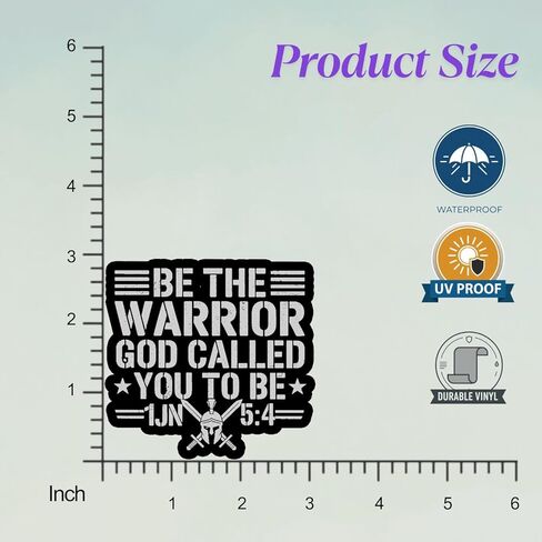(5 قطع) ملصق Be The Warrior God Called You to Be مقاس 3 بوصات، ملصق فينيل مقاوم للماء ملهم من Christian Jesus للكمبيوتر المحمول، وزجاجات المياه، والهاتف، والسيارة، والخوذة in Kuwait