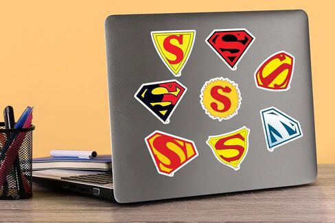 مجموعة متنوعة من ملصقات الفينيل المقطوعة بالقالب 50 قطعة من Superman Shield Evolutions - ملصقات شعار شعار DC "S" لأجهزة الكمبيوتر المحمول، وزجاجة المياه، وسجلات القصاصات، والكمبيوتر اللوحي، والاستخدام الداخلي والخارجي in Kuwait