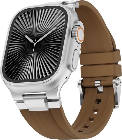 Sport Band for Apple Watch Ultra 3/Ultra 2/Ultra/Series 11 10 9 8 7 (49mm 46mm 45mm 44mm), Wide Rugged 316L Stainless Steel Connector Durable Silicone Band for Men in Kuwait