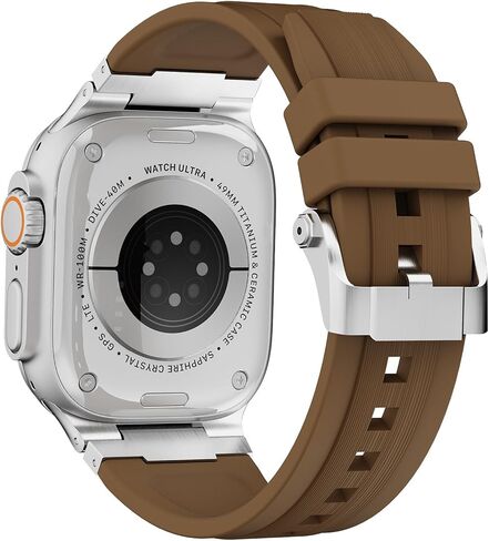 Sport Band for Apple Watch Ultra 3/Ultra 2/Ultra/Series 11 10 9 8 7 (49mm 46mm 45mm 44mm), Wide Rugged 316L Stainless Steel Connector Durable Silicone Band for Men in Kuwait