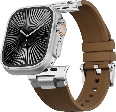 Sport Band for Apple Watch Ultra 3/Ultra 2/Ultra/Series 11 10 9 8 7 (49mm 46mm 45mm 44mm), Wide Rugged 316L Stainless Steel Connector Durable Silicone Band for Men in Kuwait