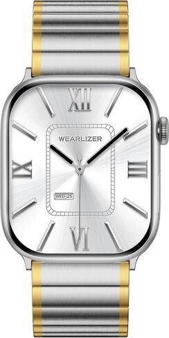 Wearlizer Two Tone Metal Band Compatible with Apple Watch Bands 40/38/41/42/44/45/46/49mm Women Men, Dressy Rectangular Chain Design Durable Stainless Steel Bracelet for iWatch Series 11-1/SE/Ultra in Saudi Arabia