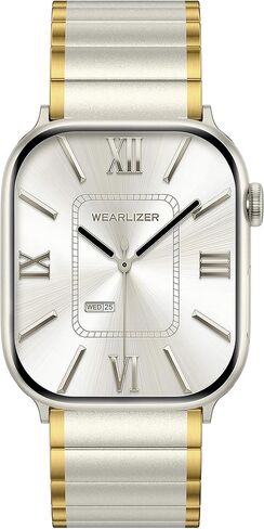 Wearlizer Two Tone Metal Band Compatible with Apple Watch Bands 40/38/41/42/44/45/46/49mm Women Men, Dressy Rectangular Chain Design Durable Stainless Steel Bracelet for iWatch Series 11-1/SE/Ultra in Saudi Arabia