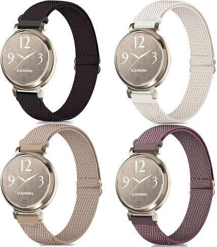4 قطع من أحزمة الساعات القابلة للتمدد متوافقة مع Garmin Lily 2 / Lily 2 Active، حزام من القماش المرن من النايلون لـ Garmin Lily 2 Women in Kuwait