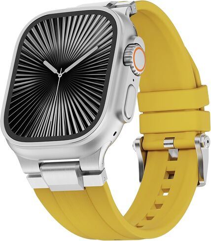 Sport Band for Apple Watch Ultra 3/Ultra 2/Ultra/Series 11 10 9 8 7 (49mm 46mm 45mm 44mm), Wide Rugged 316L Stainless Steel Connector Durable Silicone Band for Men in Kuwait