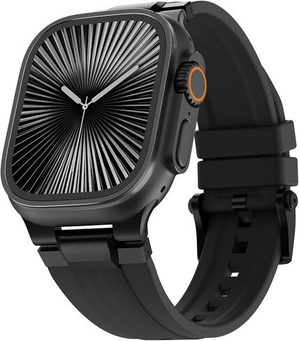سوار رياضي لساعة Apple Watch Ultra 3/Ultra 2/Ultra/Series 11 10 9 8 7 (49 ملم 46 ملم 45 ملم 44 ملم)، موصل عريض متين من الفولاذ المقاوم للصدأ 316L، سوار سيليكون متين للرجال in Kuwait
