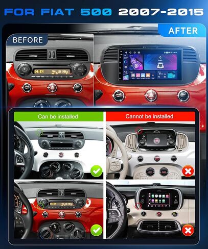 ستيريو سيارة 4G+64G Android 15 لسيارة Fiat 500 2007-2015 مع Carplay Android Auto، شاشة لمس 7 بوصة 1024 * 600 GPS/WiFi/Bluetooth 5.0/ FM/32EQ/ SWC/كاميرا احتياطية in Kuwait