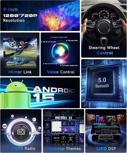 ستيريو سيارة 4G+64G Android 15 لسيارة Fiat 500 2007-2015 مع Carplay Android Auto، شاشة لمس 7 بوصة 1024 * 600 GPS/WiFi/Bluetooth 5.0/ FM/32EQ/ SWC/كاميرا احتياطية in Kuwait