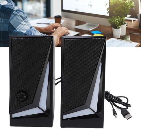 Dpofirs USB Powered Computer Speakers for Desktop, RGB Laptop Speaker with 7 Dynamic Effects for PC, 10W Stereo External Speakers in Saudi Arabia
