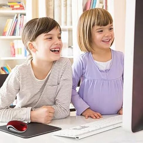 ماوس لاسلكي صغير، ماوس صغير لاسلكي خفيف الوزن ومحمول صامت، مع قابس وتشغيل جهاز استقبال USB 2.4 جيجا، للأطفال الصغار في المدرسة والسفر إلى المنزل، لأجهزة الكمبيوتر المحمول/الكمبيوتر الشخصي/الكمبيوتر، هدية للأطفال الأولاد والبنات (أحمر) in Kuwait