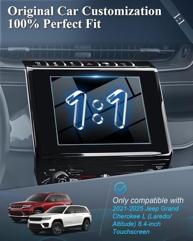 BIBIBO for 2025 Jeep Grand Cherokee L Screen Protector 2021-2025 2026 Jeep Grand Cherokee L (Laredo/Altitude) 8.4" Touchscreen Tempered Glass 2025 Grand Cherokee L Accessories in Kuwait