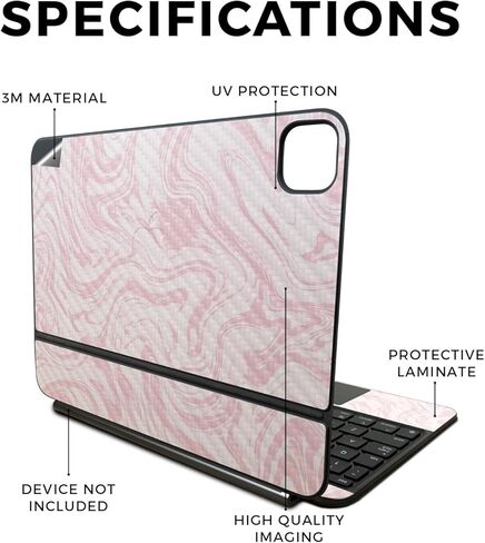 Carbon Fiber Skin Compatible with Apple Magic Keyboard for iPad Pro 11‑inch (M4) 2024 - Silky Pink - Premium 3M Vinyl Protective Wrap Decal Cover - Easy to Apply | Crafted in The USA by MightySkins in Saudi Arabia