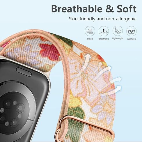 حزام نايلون قابل للتمدد متوافق مع Apple Watch Series 11 10 9 8 7 46mm 45mm 42mm 41mm Ultra 3 2 Band 49mm Series 6 5 4 SE3 2 44mm 40mm Series3 2 1 38mm رجال iWatch Bands النساء حزام حلقة منفرد in Kuwait