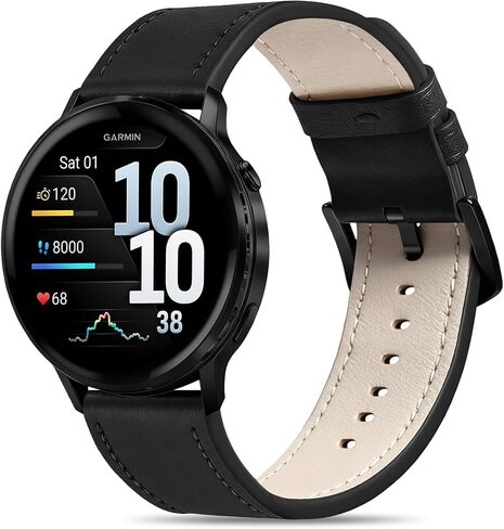 جلد أصلي 22 مم متوافق مع سوار ساعة Garmin Venu 3 45 مم/Venu 4 45 مم/Venu 2/Vivoactive 4، حزام رياضي ناعم سريع الفك لـ Forerunner 570-47 مم/265/255/255 الموسيقى والرجال والنساء in Saudi Arabia