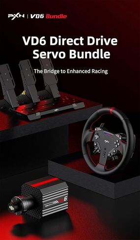 حزمة PXN VD6 عجلة القيادة والدواسات للكمبيوتر الشخصي 6NM محرك مؤازر مباشر للقوة الأساسية 300 مم W AS عجلة السباق والقاعة 2-دواسة مجموعة عجلة سباق الألعاب الاحترافية للكمبيوتر الشخصي (فقط) Windows 7/8/10/11 in Kuwait