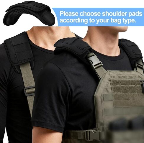 ZINZ 2-Pack وسادة كتف تكتيكية، وسادة مريحة سميكة للغاية لأشرطة الصدرية، وحقائب الظهر، قابلة للتنفس وممتصة للصدمات، أسود in Kuwait