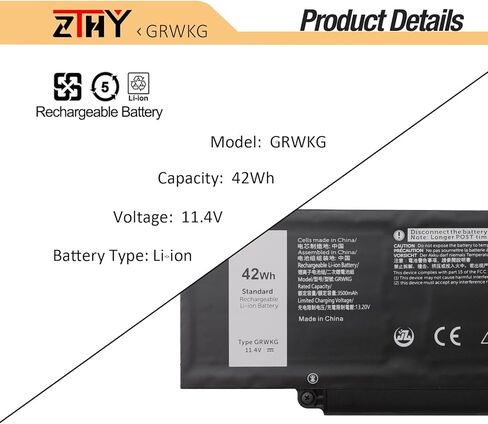 GRWKG JTG7N بطارية 42Wh بديلة لـ Dell Latitude 3340 3440 3450 3540 3550 5340 5350 5440 5450 5540 5550 7455 الدقة 3480 3490 3580 3590 سلسلة P28F P28F004 P170G P170G001 R73TC DR02P 11.4V in Saudi Arabia