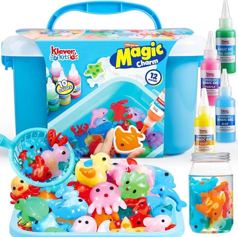 Klever Kits Aqua Elf Water Gel Kit, Magic Fairy Water Gel Toy Kit with 10 Gels, 12 Molds, Preserving Bottle for Presents, Party Favors, Birthday Gifts, Arts & Crafts DIY STEM Kits for Kids in Saudi Arabia