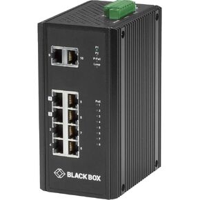 Black Box Industrial (8) 10/100/1000 PoE + (2) محول جيجابت إيثرنت - 10 منافذ - طبقتان مدعومتان - زوج ملتوي - قابل للتركيب على الحائط، قابل للتركيب على سكة DIN، قابل للتركيب على اللوحة - ضمان محدود لمدة عام in Kuwait