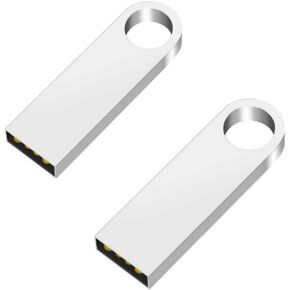 عبوتان بمنفذ USB 2.0 بسعة 64 جيجابايت، تصميم معدني بدون غطاء، مجموعة بطاقات ذاكرة محمولة باللون الفضي للصور ومقاطع الفيديو والمستندات والمدرسة والمكتب وتخزين السفر in Kuwait