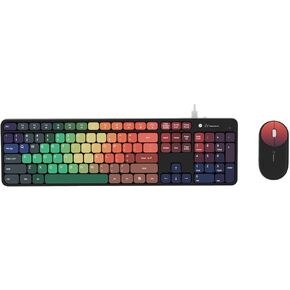 مجموعات ماوس لوحة مفاتيح لاسلكية ملونة للكمبيوتر، لوحة مفاتيح وماوس لاسلكية كاملة الحجم قابلة لإعادة الشحن 2.4 جيجا هرتز، متوافقة مع الكمبيوتر الشخصي/الكمبيوتر المحمول/سطح المكتب، للمدرسة والمكتب المنزلي (قوس قزح أبيض) in Kuwait