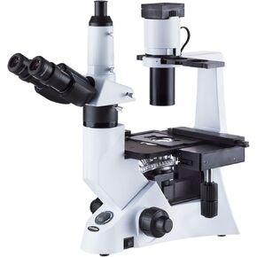 AmScope 40-1000X مجهر بيولوجي مقلوب مصحح الطور متباين الطور مع إضاءة 30 وات in Kuwait