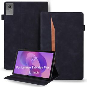 Retro Case for Lenovo Idea Tab Plus 12.1 inch 2025 Released - PU Leather & TPU Hybrid Shockproof Protective Cover with Anti-Slip Grip Strap, Card Slots & Kickstand -Green in Kuwait
