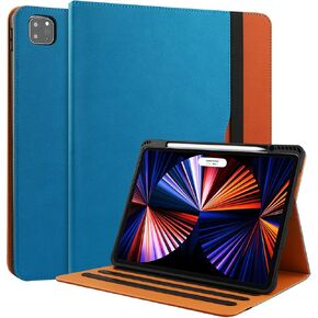 for iPad Pro 12.9 Case 6th/5th/4th/3rd Generation Case 2022/2021/2020/2018, Folio Stand Cover with Multiple Angles & Auto Sleep/Wake for iPad 12.9 Inch Pro 6th/5th/4th Gen, NavyBlue/Brown in Saudi Arabia