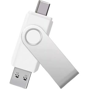 محرك أقراص فلاش USB من النوع C OTG بسعة 32 جيجابايت لهواتف Android، أبيض، تصميم دوار، واجهة مزدوجة USB ونوع C in Kuwait