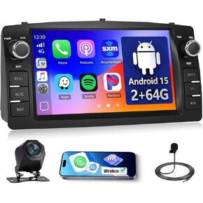 4+64G Radio for Toyota Corolla E120 E130 2000-2006, 7 Inch Android 15 Touch Screen for E120 Car Stereo with Carplay/Bluetooth5.0/EQ/FM/RDS/5GHz WiFi/GPS Navigation/1280 * 720 in Saudi Arabia