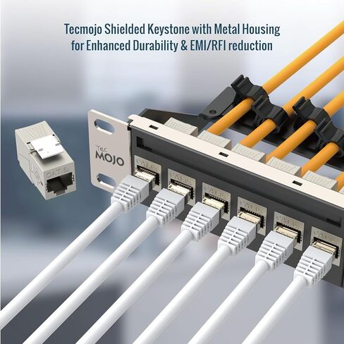 Tecmojo 1U 24 Port Blank Patch Panel & 180 Degree Cat6A Shielded Keystone Jack 10 Pack in Saudi Arabia