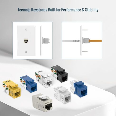 Tecmojo 1U 24 Port Blank Patch Panel & 180 Degree Cat6A Shielded Keystone Jack 10 Pack in Saudi Arabia