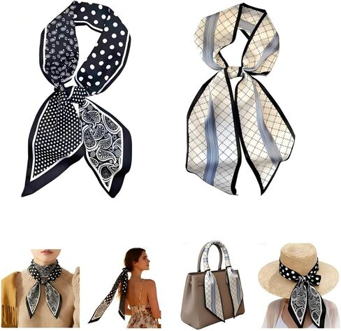 Silk Scarf for Women Purse Handbags 59 '' Head Scarves for Hair Bags Neck Scarfs Long Skinny Scarves Fashion Silky in Saudi Arabia