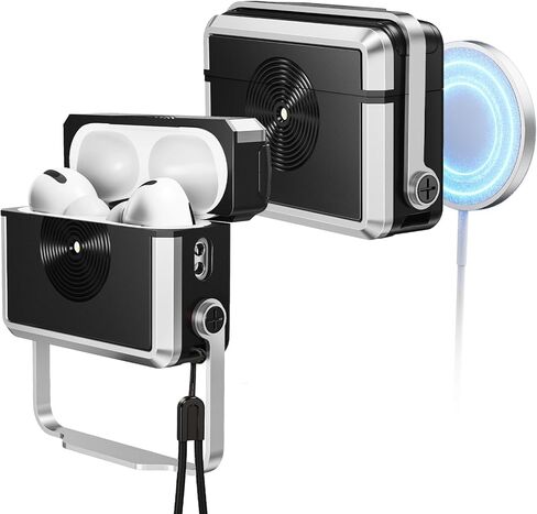 حافظة AirPods Pro 3 بتصميم كلاسيكي مع حبل قصير، متوافق مع الشحن اللاسلكي، ضوء LED أمامي، غطاء حماية كامل لحافظة Apple AirPods Pro الجيل الثالث 2025 (برتقالي) in Kuwait