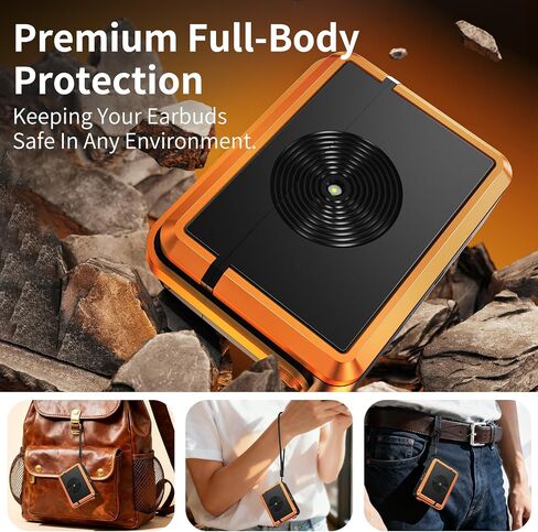 حافظة AirPods Pro 3 بتصميم كلاسيكي مع حبل قصير، متوافق مع الشحن اللاسلكي، ضوء LED أمامي، غطاء حماية كامل لحافظة Apple AirPods Pro الجيل الثالث 2025 (برتقالي) in Kuwait