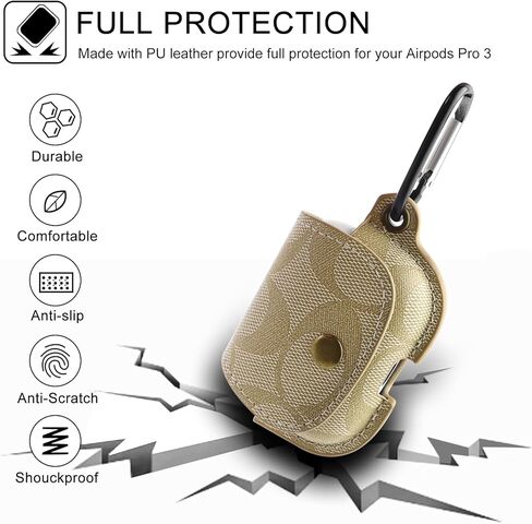 for AirPods Pro 3 Case (2025), Compatible with Airpods Pro 3rd Generation Case, Leather Cute Full Body Shockproof Protective Cover with Keychain for Women Men (A) in Saudi Arabia
