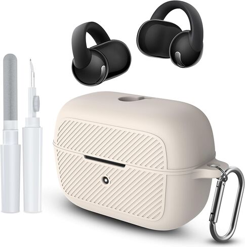 لحافظة Soundcore C50i، غطاء واقٍ من السيليكون المقاوم للخدش متوافق مع Soundcore C50i من Anker، حافظة شحن لسماعات الأذن المفتوحة مع حلقة تسلق ومجموعة منظف (أسود) in Kuwait